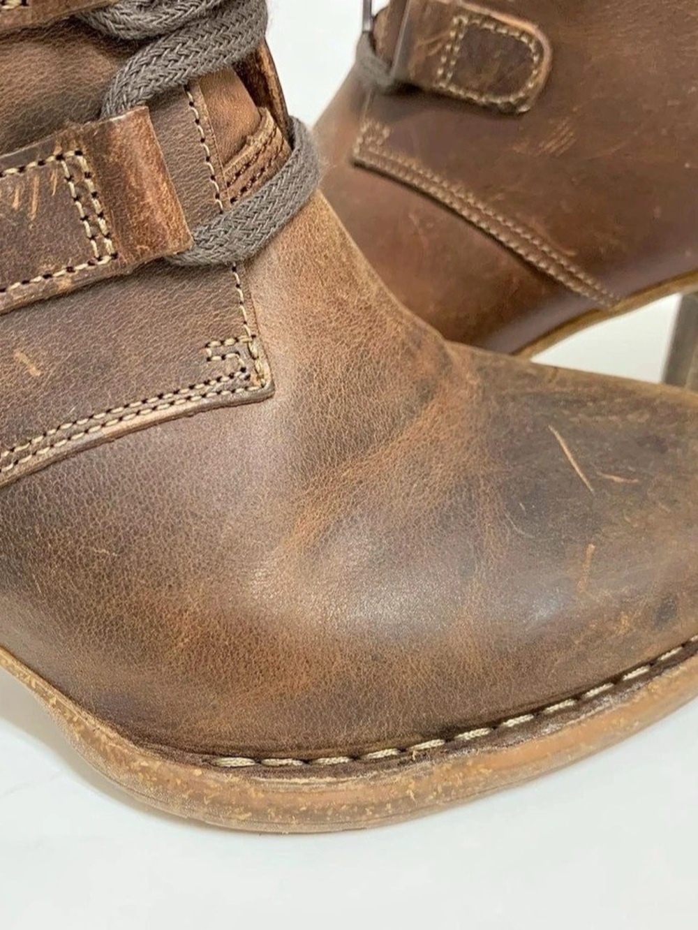Clarks Brown Ankle Booties with Block Heels - Picture 7 of 9